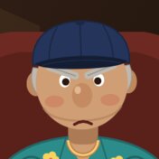 Zio Sal in a navy flat cap