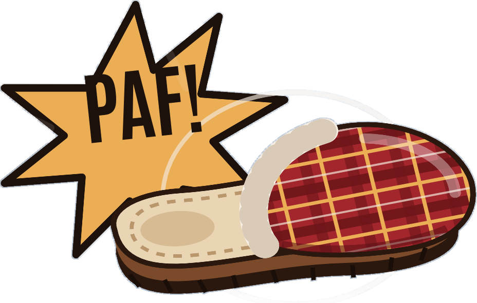 La ciabatta, the plaid slipper, landing with a PAF